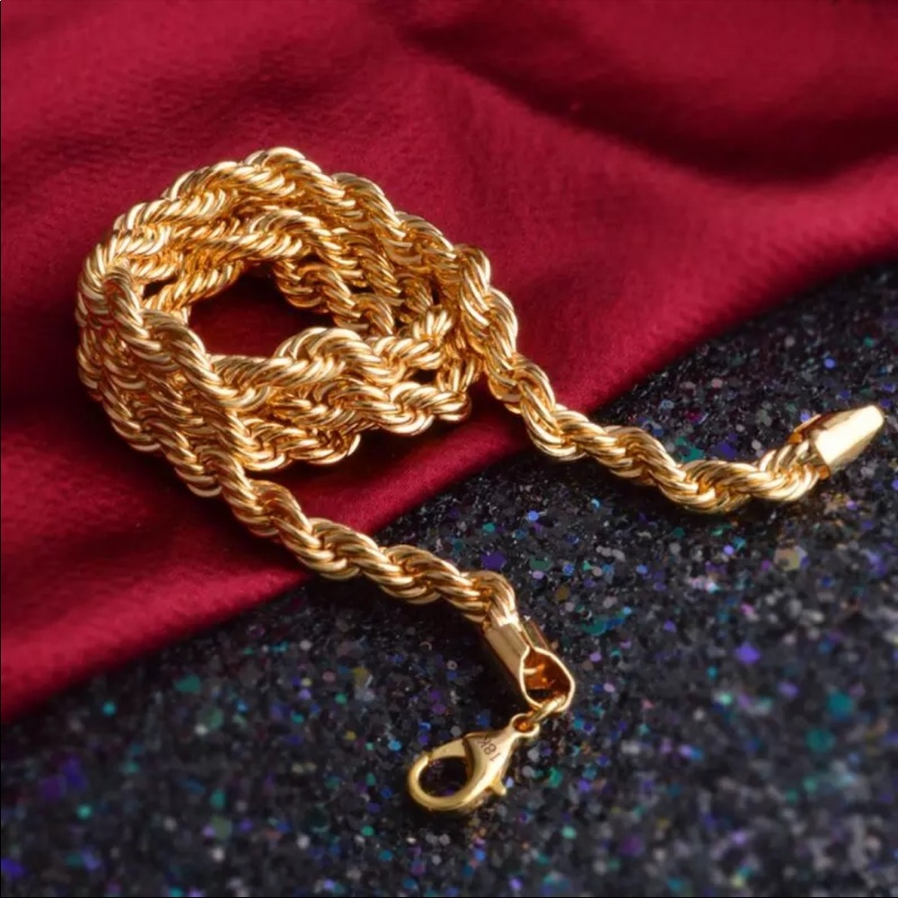 20”NEW GOLD CUBAN TWISTED CHOKER NECKLACE - Picture 9 of 9